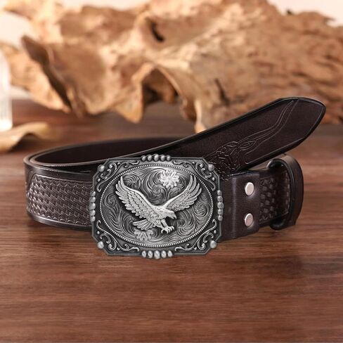 Western Belt Buckle for Men, Large Belt Buckle Golden Soaring Eagle, Eagle Cowboy Big Belt Buckles in Kuwait
