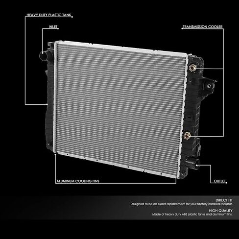 DNA Motoring OEM-RA-13084 1-Row OE Style Direct Fit Aluminum Core Radiator Compatible with 09-16 Journey 2.4L 3.5L 3.6L, 25-3/16" W X 18-7/16" H X 11/16", 1-3/8" Inlet, 1-3/8" Outlet in Saudi Arabia
