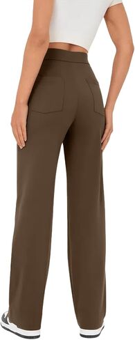 keriffe Women's Straight Leg Pants High Waisted Button Stretchy Business Work Casual Trousers Multiple Pockets in Kuwait