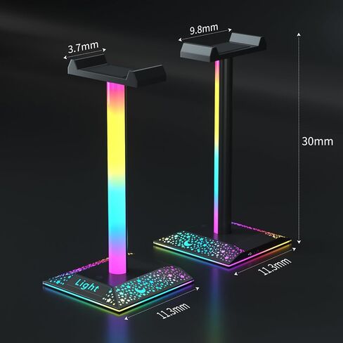 RGB Headset Stand Desk Accessories, Headphone Stand with 1 Type-C Port, Headphone Holder with 10 Light Modes and Non-Slip Rubber, Best Gift for Husband, Kids, Boyfriend in Saudi Arabia