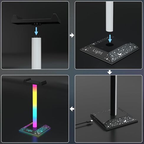 RGB Headset Stand Desk Accessories, Headphone Stand with 1 Type-C Port, Headphone Holder with 10 Light Modes and Non-Slip Rubber, Best Gift for Husband, Kids, Boyfriend in Saudi Arabia