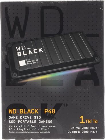 Western Digital 500GB P40 Game Drive SSD - Up to 2,000MB/s, RGB Lighting, Portable External Solid State Drive SSD, Compatible with Playstation, Xbox, PC, & Mac - WDBAWY5000ABK-WESN in Saudi Arabia