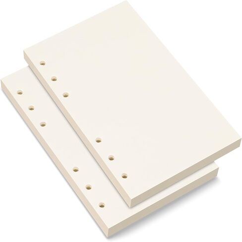 A6 Blank Paper, A6 Refill Paper, 6 Holes Pouched Loose Leaf Paper for A6 Filofax Personal Binder Planner, 80 Sheets/160 Blank Pages, 4.1 x 6.6 inches, Beige (2) in Kuwait