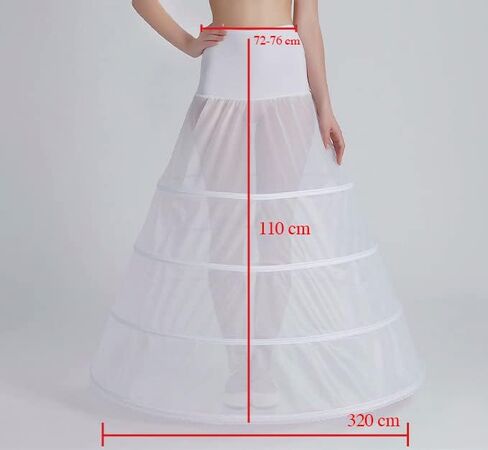 Pettıcoat For Women, A Line Bridal Petticoats,Hoop Skirt,Pettıcoat, 4 Hoops, 320 cm J-155C Ivory in Saudi Arabia