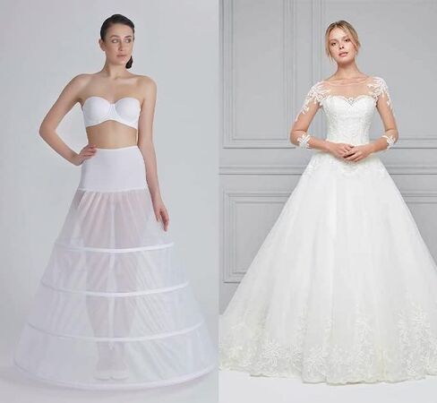 Pettıcoat For Women, A Line Bridal Petticoats,Hoop Skirt,Pettıcoat, 4 Hoops, 320 cm J-155C Ivory in Saudi Arabia