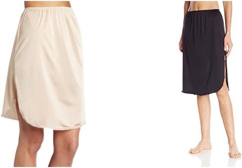 Vanity Fair للسيدات طبقات يومية بفتحة واحدة نصف منزلقة، دمشقي محايد/أسود منتصف الليل، متوسط ​​(طول 22 بوصة) in Kuwait