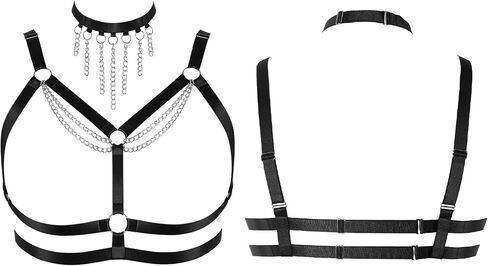 Women's breast Body Harness Bra Plus Size Waist Cage Metal Chain Bra Gothic Christmas Carnival Halloween Dance Costume in Saudi Arabia