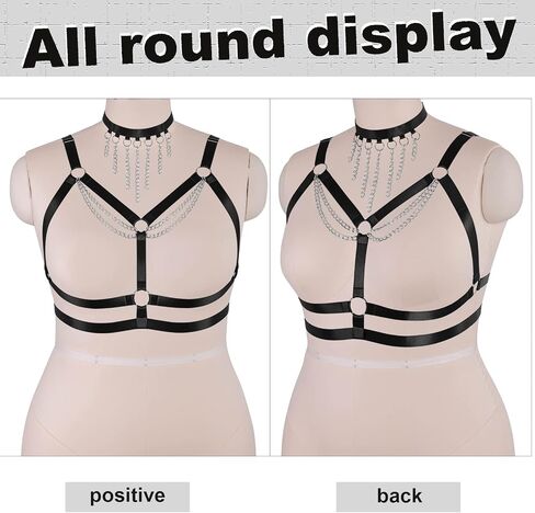Women's breast Body Harness Bra Plus Size Waist Cage Metal Chain Bra Gothic Christmas Carnival Halloween Dance Costume in Saudi Arabia