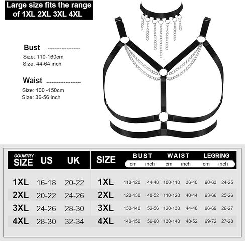 Women's breast Body Harness Bra Plus Size Waist Cage Metal Chain Bra Gothic Christmas Carnival Halloween Dance Costume in Saudi Arabia