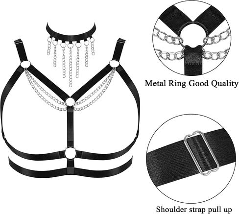 Women's breast Body Harness Bra Plus Size Waist Cage Metal Chain Bra Gothic Christmas Carnival Halloween Dance Costume in Saudi Arabia