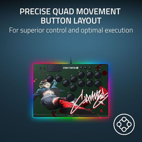 وحدة التحكم Razer Kitsune All-Button Arcade: لجهاز PS5 / PlayStation 5 والكمبيوتر الشخصي - مفاتيح بصرية منخفضة المستوى - عامل الشكل النحيف - لوحة علوية قابلة للإزالة - إضاءة Chroma RGB - USB Type C - أسود in Kuwait