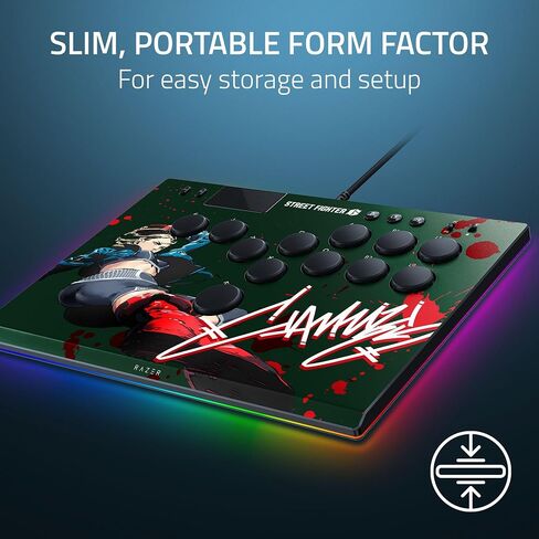 وحدة التحكم Razer Kitsune All-Button Arcade: لجهاز PS5 / PlayStation 5 والكمبيوتر الشخصي - مفاتيح بصرية منخفضة المستوى - عامل الشكل النحيف - لوحة علوية قابلة للإزالة - إضاءة Chroma RGB - USB Type C - أسود in Kuwait