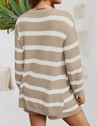 ZESICA Women's Two Piece Sweater Lounge Sets 2024 Fall Casual Knit Trendy Tunic and Shorts Outfits in Saudi Arabia