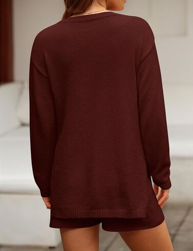ZESICA Women's Two Piece Sweater Lounge Sets 2024 Fall Casual Knit Trendy Tunic and Shorts Outfits in Saudi Arabia