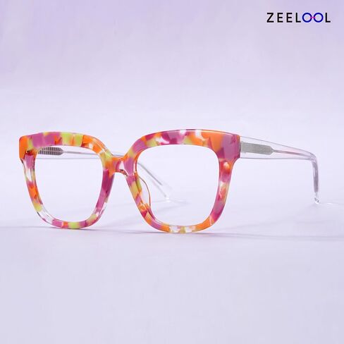إطار نظارة Zeelool للنساء، إطار نظارة مربعة الشكل مع عدسات شفافة بدون وصفة طبية ومفصلات زنبركية in Saudi Arabia