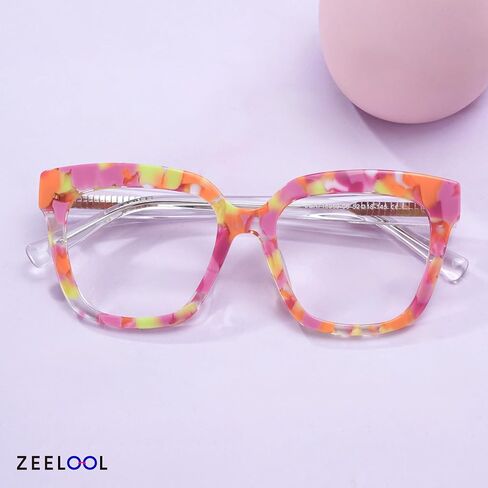 إطار نظارة Zeelool للنساء، إطار نظارة مربعة الشكل مع عدسات شفافة بدون وصفة طبية ومفصلات زنبركية in Saudi Arabia