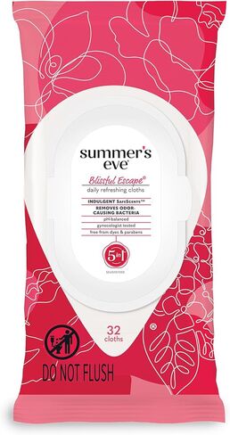 Summer’s Eve Blissful Escape Daily Refreshing Feminine Wipes, Removes Odor, pH balanced, 32 Count, (Pack of 2) in Saudi Arabia