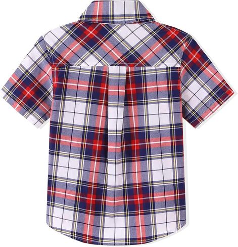 Spring&Gege Boys' Short Sleeve Button Down Shirts Casual Woven Plaid (4-12 Years) in Saudi Arabia