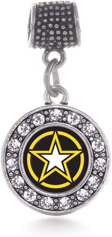 Inspired Silver - Silver Circle Charm for Bracelet with Cubic Zirconia Jewelry in Kuwait