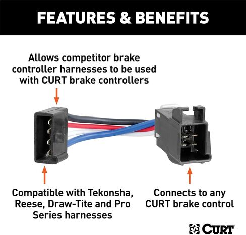 CURT 51520 Quick Plug Electric Trailer Brake Controller Wiring Adapter for Competitor Harnesses to CURT Brake Controllers in Saudi Arabia