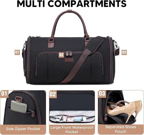 Convertible Garment Bags for Travel, Carry On Garment Duffle Bags for Women, Garment Bag with Shoes Compartment, 2 in 1 Travel Suit Bag with Detachable Shoulder Strap-Pink in Saudi Arabia
