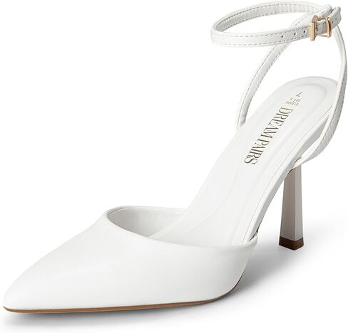 حلم أزواج الكاحل حزام Slingback الكعوب للنساء مغلق أشار تو كعب ستيليتو فستان حفل زفاف حذاء بكعب in Saudi Arabia