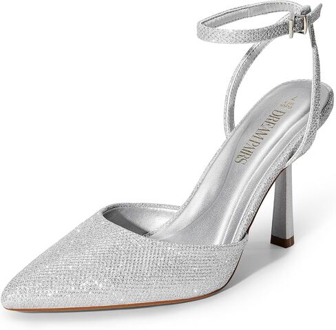 حلم أزواج الكاحل حزام Slingback الكعوب للنساء مغلق أشار تو كعب ستيليتو فستان حفل زفاف حذاء بكعب in Saudi Arabia