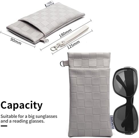 Face Shadow Double Glasses Case PU Soft Eyeglass Case For Women Men Squeeze Top Sunglasses Case With Cleaning Cloth in Saudi Arabia