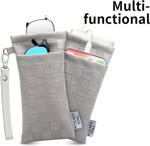 Face Shadow Double Glasses Case PU Soft Eyeglass Case For Women Men Squeeze Top Sunglasses Case With Cleaning Cloth in Saudi Arabia