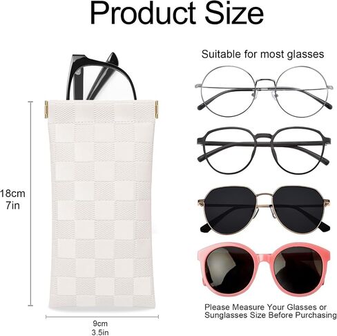 2 Pcs Soft Leather Sunglasses Case, Portable Leather Eyeglass Case Glasses Pouch Travel for Women Men in Saudi Arabia