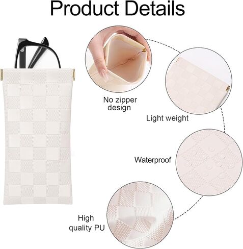 2 Pcs Soft Leather Sunglasses Case, Portable Leather Eyeglass Case Glasses Pouch Travel for Women Men in Saudi Arabia