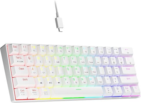 Newmen GM610 60% لوحة مفاتيح ميكانيكية لاسلكية، سلكية/بلوتوث RGB بإضاءة خلفية، 61 مفتاحًا مضادًا للظلال، قابلة للبرمجة، لوحة مفاتيح ألعاب قابلة للتبديل السريع، للكمبيوتر المحمول الذي يعمل بنظام Windows Mac (أزرق) in Kuwait