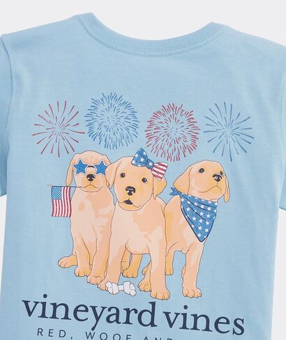 vineyard vines Girls' Glitter Fourth of July Puppies Short-Sleeve Tee in Saudi Arabia