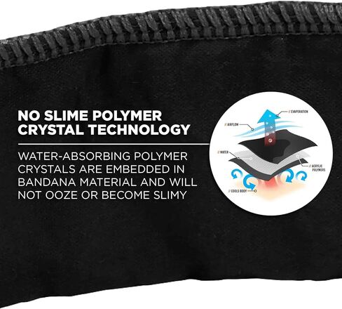 Ergodyne Chill-Its 6702 Cooling Bandana, Evaporative Polymer Embedded Material for Cooling Relief Black, 1 Count (Pack of 2) in Saudi Arabia