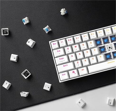 FANTECH Maxfit61 60% Mechanical Keyboard - Hot Swappable Blue Switch, White in Saudi Arabia