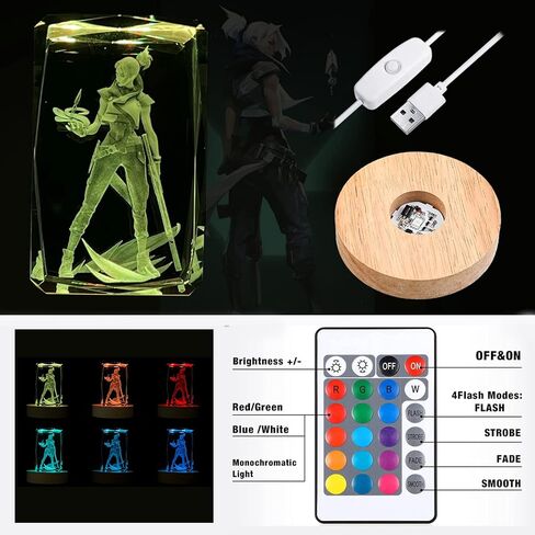 SUPIA Valorant 3D Crystal Figure - Agent Reyna - RGBW 16 Colorful LED Lighting Stand with Laser Engraved Crystal Figure. Valorant Gift, Gaming Accessories for Gamer. Decoration for Gaming Desk. in Kuwait
