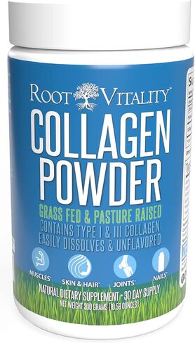 Root Vitality Collagen Peptides Powder - Grass-Fed, Pasture-Raised Hydrolyzed Protein Supplement for Skin, Hair, & Nails - Non-GMO, Zero Sugar Daily Supplement for Men & Women (30 Servings) in Saudi Arabia
