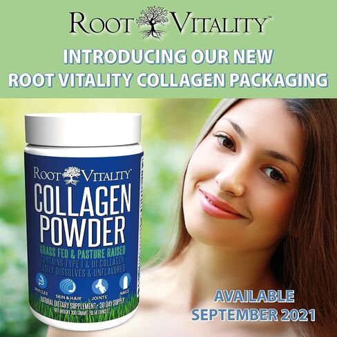 Root Vitality Collagen Peptides Powder - Grass-Fed, Pasture-Raised Hydrolyzed Protein Supplement for Skin, Hair, & Nails - Non-GMO, Zero Sugar Daily Supplement for Men & Women (30 Servings) in Saudi Arabia