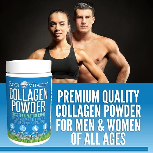 Root Vitality Collagen Peptides Powder - Grass-Fed, Pasture-Raised Hydrolyzed Protein Supplement for Skin, Hair, & Nails - Non-GMO, Zero Sugar Daily Supplement for Men & Women (30 Servings) in Saudi Arabia