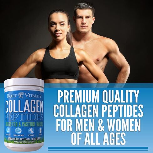 Root Vitality Collagen Peptides Powder - Grass-Fed, Pasture-Raised Hydrolyzed Protein Supplement for Skin, Hair, & Nails - Non-GMO, Zero Sugar Daily Supplement for Men & Women (30 Servings) in Saudi Arabia