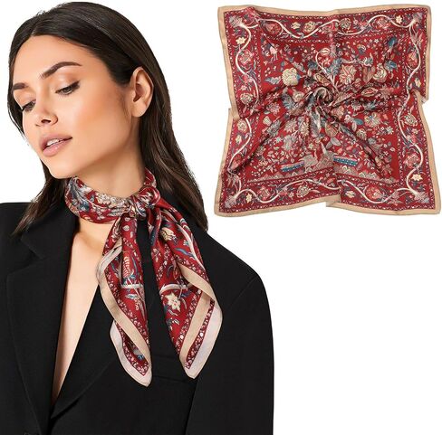 AWAYTR 100% Mulberry Silk Scarf for Women - 27 IN Pure Silk Hair Scarf Silk Head Scarf for Hair Neck Scarf with Gift Pack in Kuwait