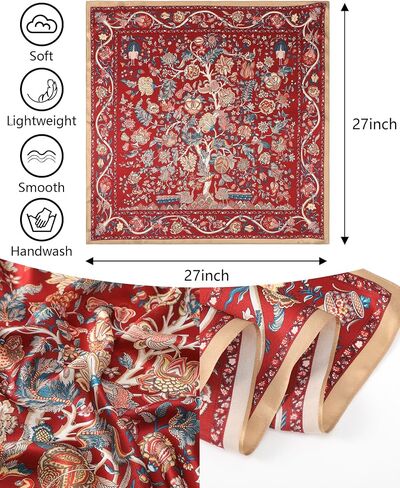 AWAYTR 100% Mulberry Silk Scarf for Women - 27 IN Pure Silk Hair Scarf Silk Head Scarf for Hair Neck Scarf with Gift Pack in Kuwait