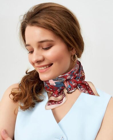 AWAYTR 100% Mulberry Silk Scarf for Women - 27 IN Pure Silk Hair Scarf Silk Head Scarf for Hair Neck Scarf with Gift Pack in Kuwait