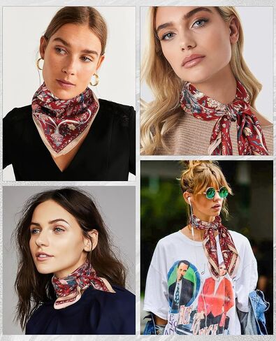 AWAYTR 100% Mulberry Silk Scarf for Women - 27 IN Pure Silk Hair Scarf Silk Head Scarf for Hair Neck Scarf with Gift Pack in Kuwait