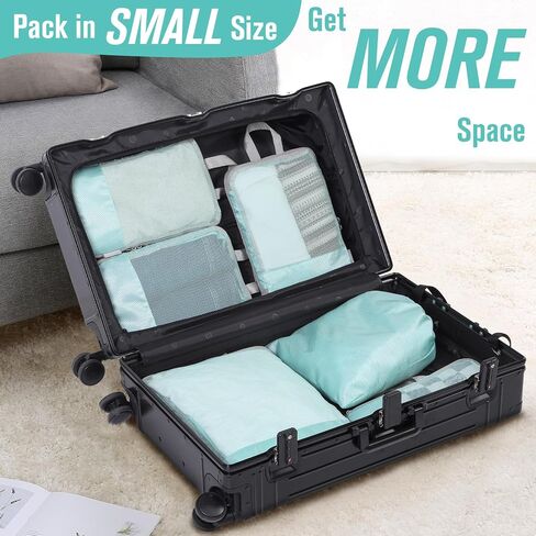 WOOMADA Compression Packing Cubes for Suitcases Travel Essentials 4 Set Expandable Travel Bags Organizer for Luggage(turquoise) in Saudi Arabia