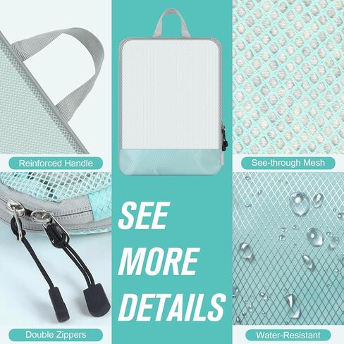 WOOMADA Compression Packing Cubes for Suitcases Travel Essentials 4 Set Expandable Travel Bags Organizer for Luggage(turquoise) in Saudi Arabia