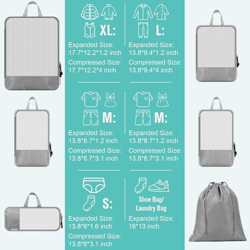 WOOMADA Compression Packing Cubes for Suitcases Travel Essentials 4 Set Expandable Travel Bags Organizer for Luggage(turquoise) in Saudi Arabia