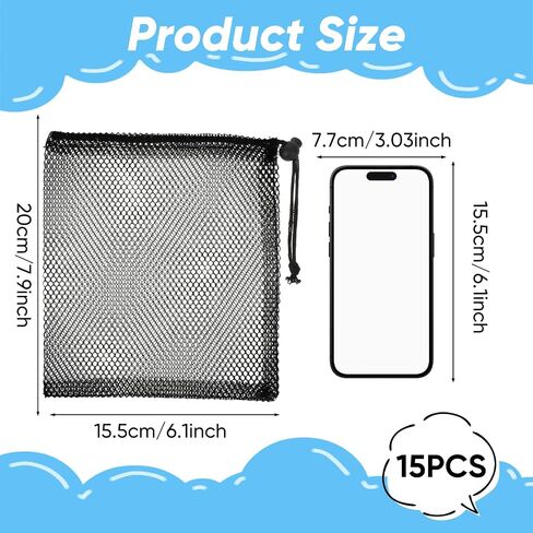 15pcs Small Mesh Bags Mini Mesh Drawstring Bag with Sliding Drawstring Stuff Bags for Travel Sports Storage,Toy,Outdoor Activities(6.1 x 7.9inch) in Saudi Arabia