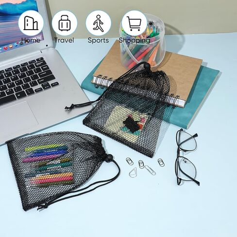 15pcs Small Mesh Bags Mini Mesh Drawstring Bag with Sliding Drawstring Stuff Bags for Travel Sports Storage,Toy,Outdoor Activities(6.1 x 7.9inch) in Saudi Arabia