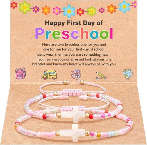 First Day of Preschool Pre K Prek Bracelet Mommy and Me Back to School First Day of School Gifts for Mom and Daughter Mother Daughter Anxiety Bracelets Back to School Gifts for Girls in Kuwait